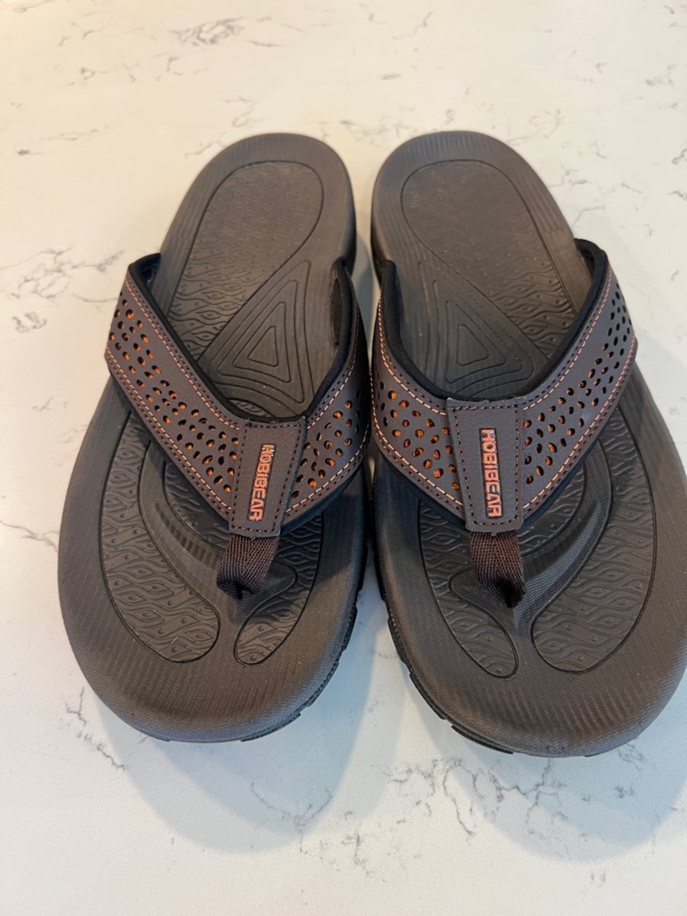 HobieGear Brown Perforated Thong Sandals for Men